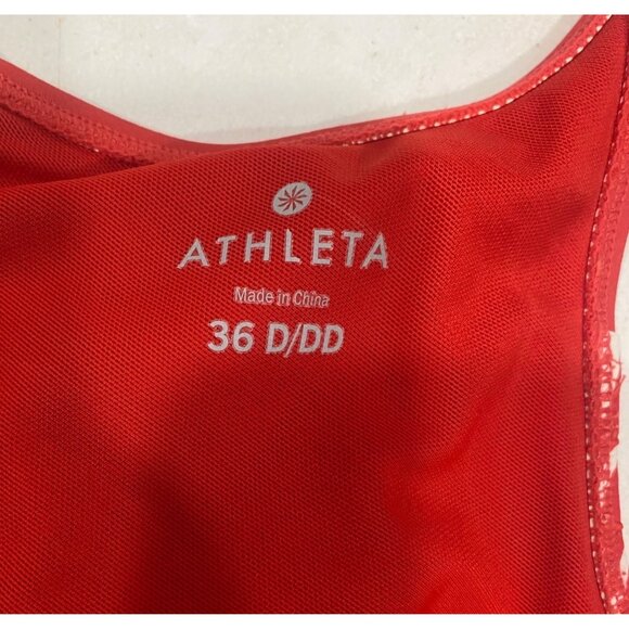 Athleta Tankini Swim Top 30D/DD Red striped Built-In Wire Bra & Adjustable Strap - Picture 2 of 14